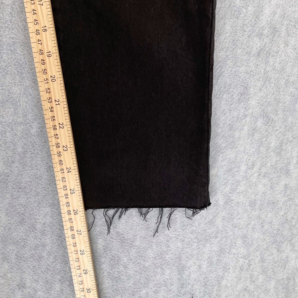 MNG Mango JeansHavana High Waisted Straight Leg‎ Black Frayed Hem Womens 2 NEW - Picture 15 of 16